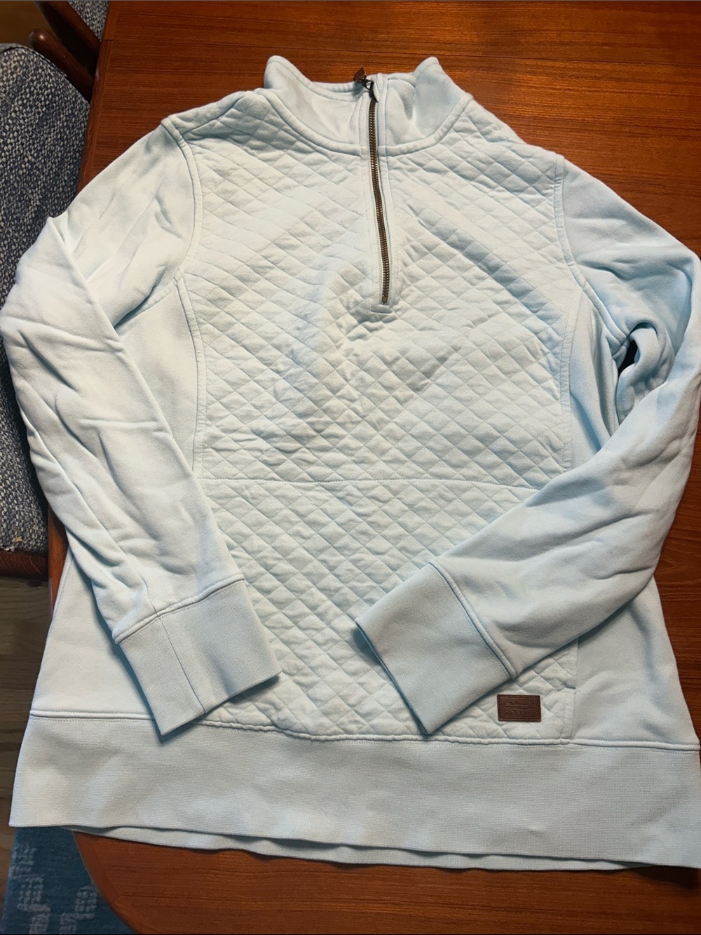 L.L. Bean Light Blue Quilted Half-Zip Turtleneck Pullover